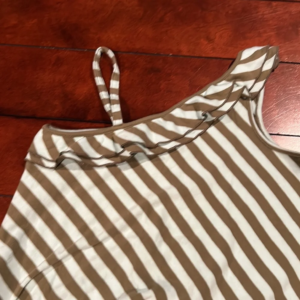 Gymboree Beach Shack Striped One Shoulder Dress Aqua Olive Size 10